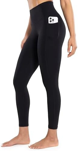 Workout Leggings with Pockets for Women High Waist Yoga Pants 25"/28" Cream Soft Lightweight Athl... | Amazon (US)