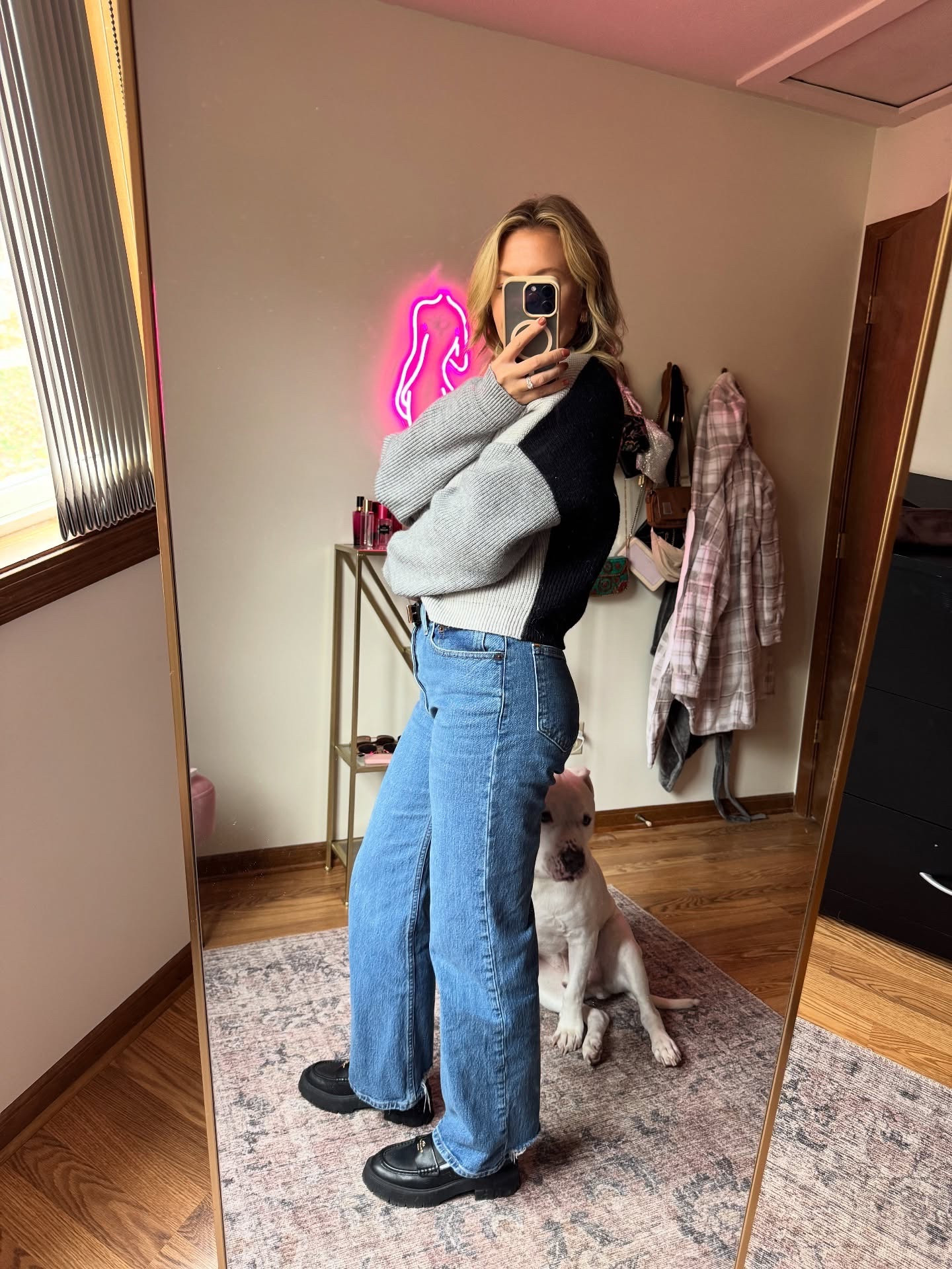 Office OOTD featuring a special guest in the mirror today 🪞 🐾

#ltk #ootd #officewear #workwear #abercrombie #abercrombiejeans #sweater #loafers #capsulewardrobe #smallcontentcreator #smallcontentcreatorsupport #belts #acccessories #styletips #fallfashiontrends #millennial

#LTKSeasonal #LTKWorkwear #LTKPets