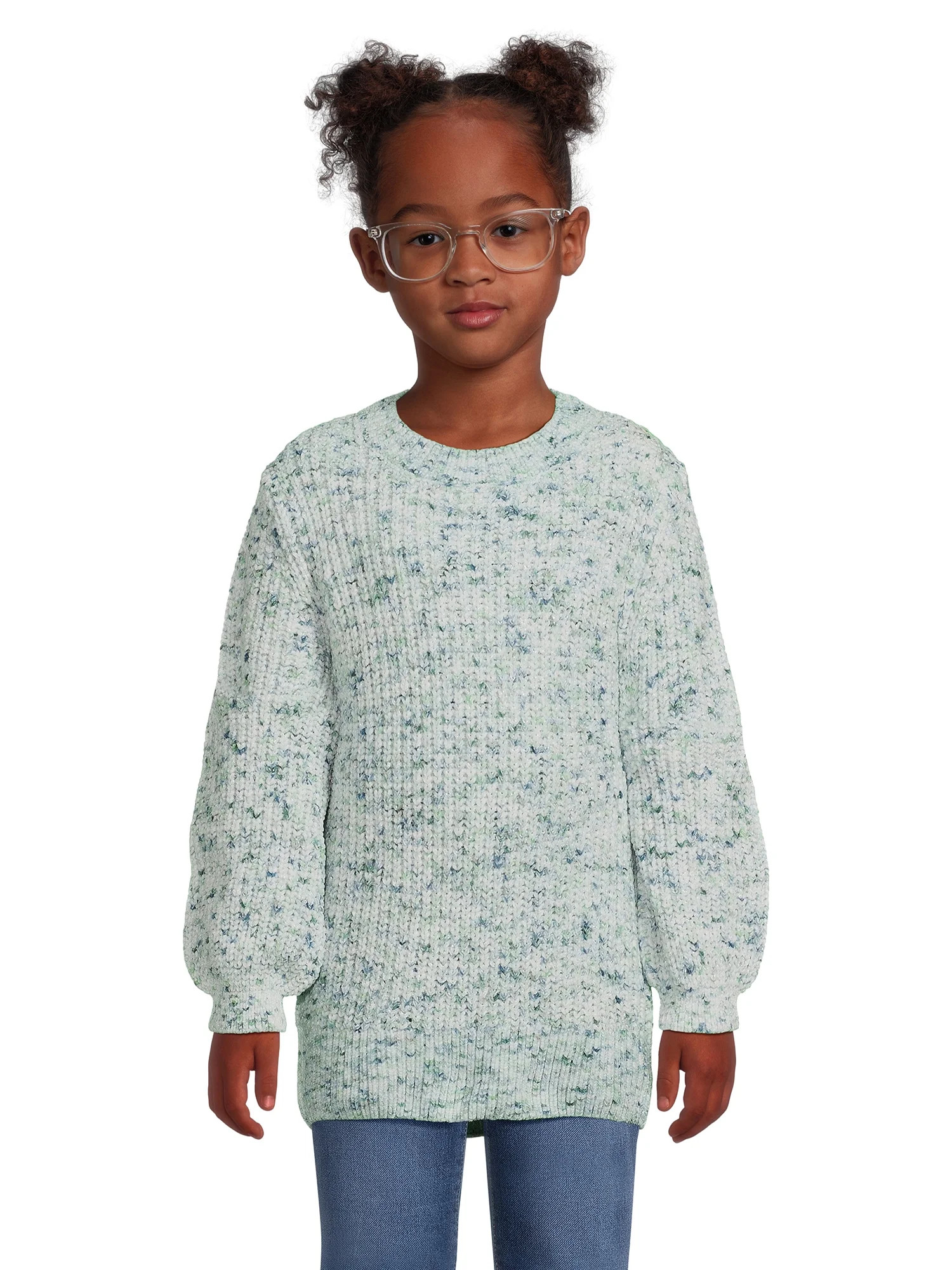 Wonder Nation Girls Long Sleeve Chenille Sweater, Sizes 4-18 & Plus | Walmart (US)
