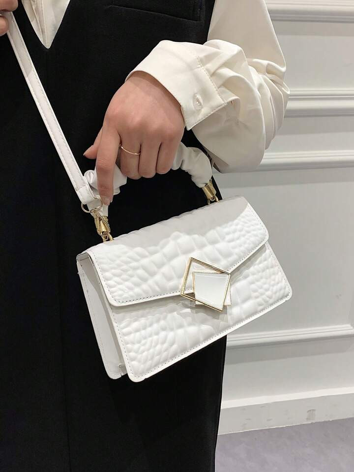 New Spring/Summer Vintage Crocodile Patterned Solid Color PU Leather Small Square Handbag For Wom... | SHEIN