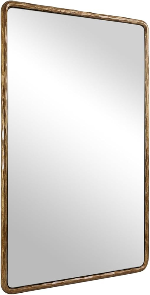 ANDY STAR Hand-Forged Gold Bathroom Mirrors for Wall, 24x36 Inch Vintage Solid Steel Metal Frame ... | Amazon (US)