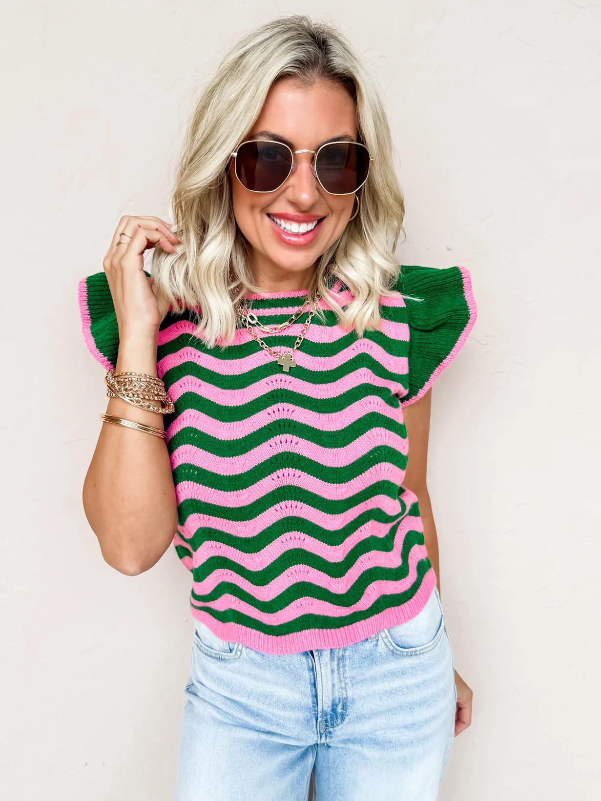 Waves Of Joy Flutter Sleeve Sweater | Ruthie Grace