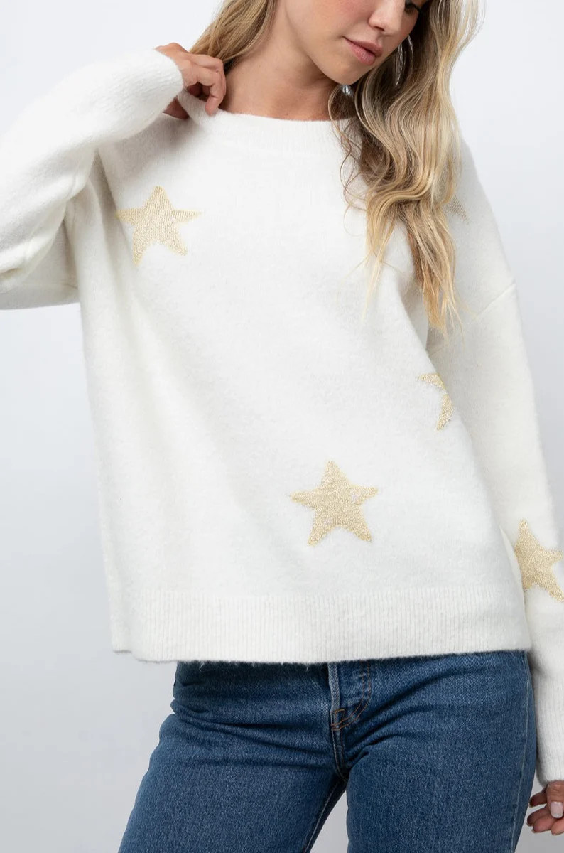 KANA SWEATER - WHITE GOLD STARS | Rails