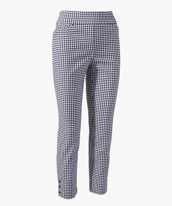 Chicos Women's Casual Pants DEEP - Deep Navy Classic Gingham Slim Ankle Pants - Women | Zulily
