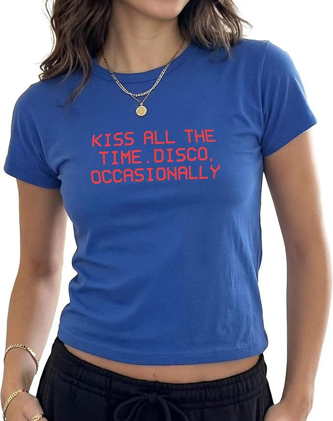 Kiss All The Time. Disco Occasionally Baby Tee T-Shirt Top Harry Album Merch Tour Concert Unisex ... | Amazon (UK)