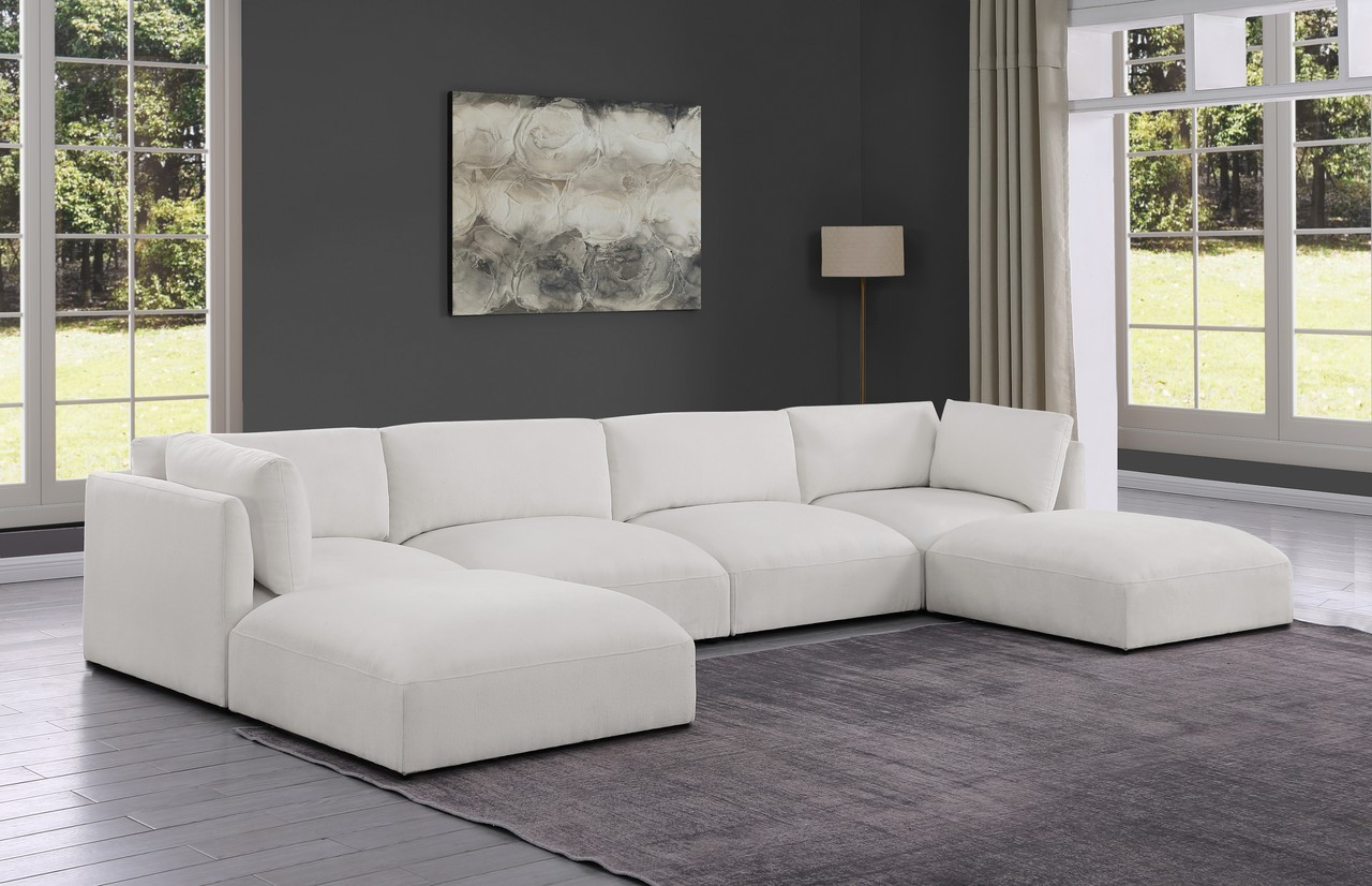 Ease Polyester Fabric 6 Piece Modular Sectional In Cream | 1stopbedrooms