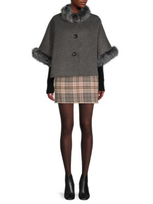 Faux Fur Trim Wool & Cashmere Cape | Saks Fifth Avenue OFF 5TH