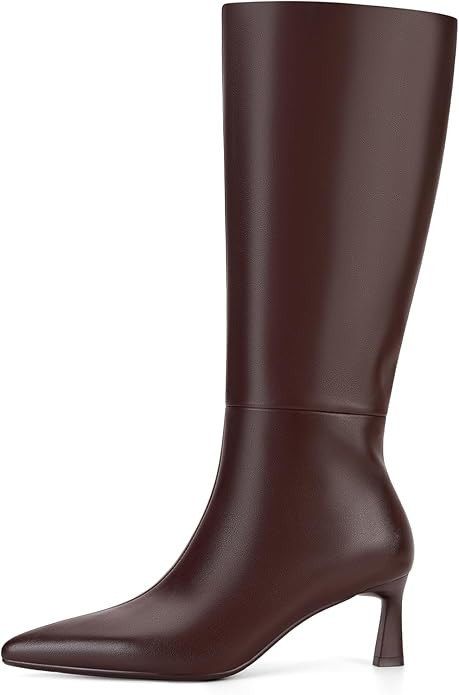 SOVANYOU Kitten Heel Knee High Boots for Women Pointed Toe Tall Boots Wide Calf Boots with Pull-o... | Amazon (US)