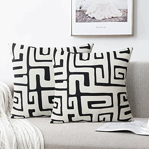 Amazon.com: Pyonic Set of 2 Decorative Throw Pillow Covers Geometric Black and White Square Cushi... | Amazon (US)