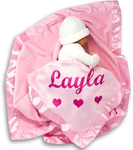Custom Catch Personalized Baby Blanket for Girls - Pink - Newborn or Infant Gift with Name | Amazon (US)