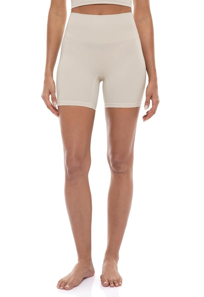 Ukaste Women's Studio Essential High-Rise Biker Shorts 5" - No Front Seam Yoga Gym Workout Shorts | Amazon (US)