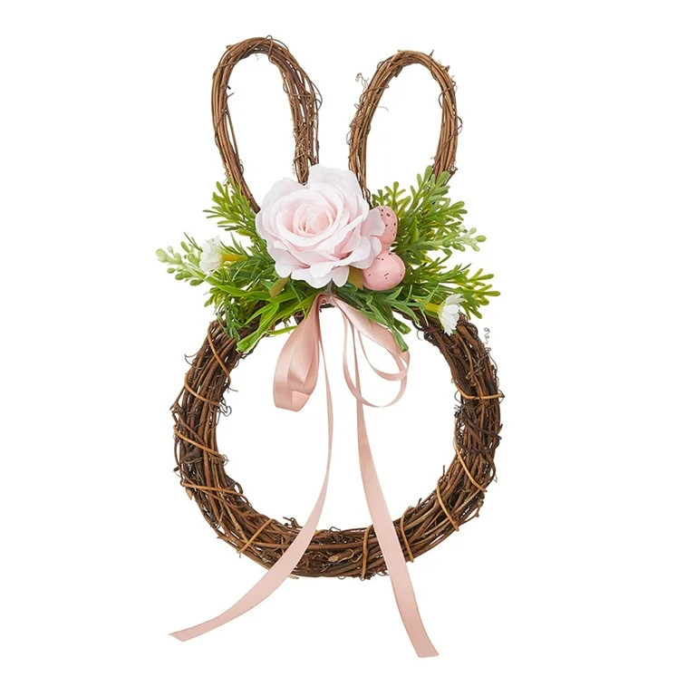 Easter Bunny Wreath with Colorful Eggs, Cute Easter Wreath for Front Door , Fake Leaves Flowers P... | Walmart (US)