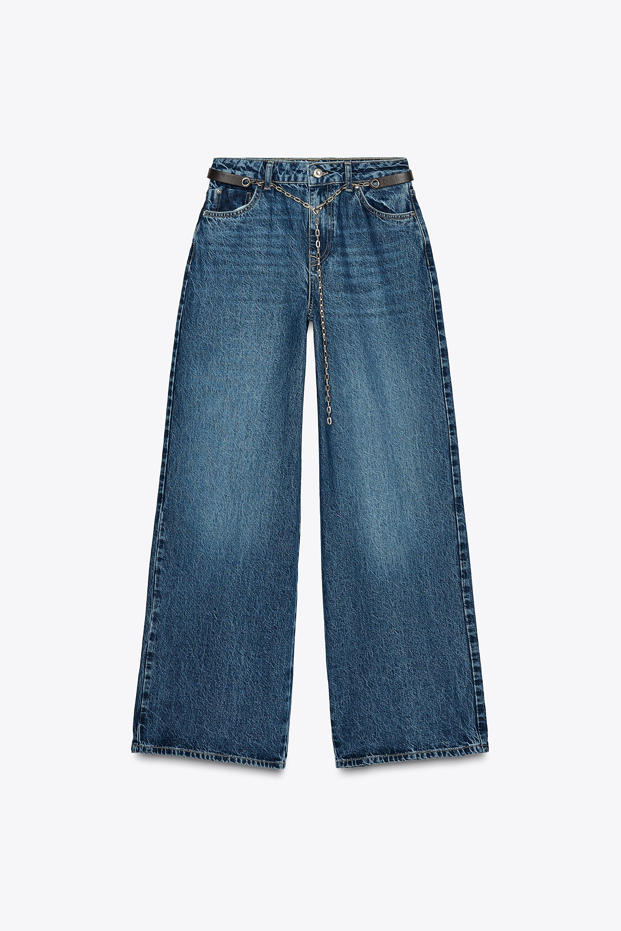 Z1975 WIDE-LEG JEANS WITH GOLD CHAIN BELT | Zara UK