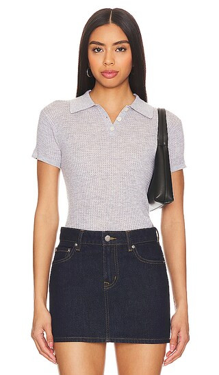 Shrunken Polo Top in Stone | Revolve Clothing (Global)