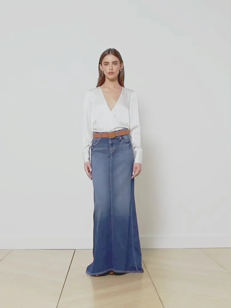 L'AGENCE Kailani Denim Skirt in Athos | L'Agence