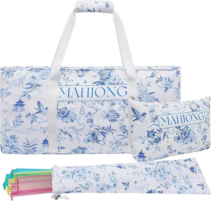 American Mahjong Bag Set, 3-Piece Portable Travel Tote Bag for Mahjong Tiles & Push Racks, Empty ... | Amazon (US)