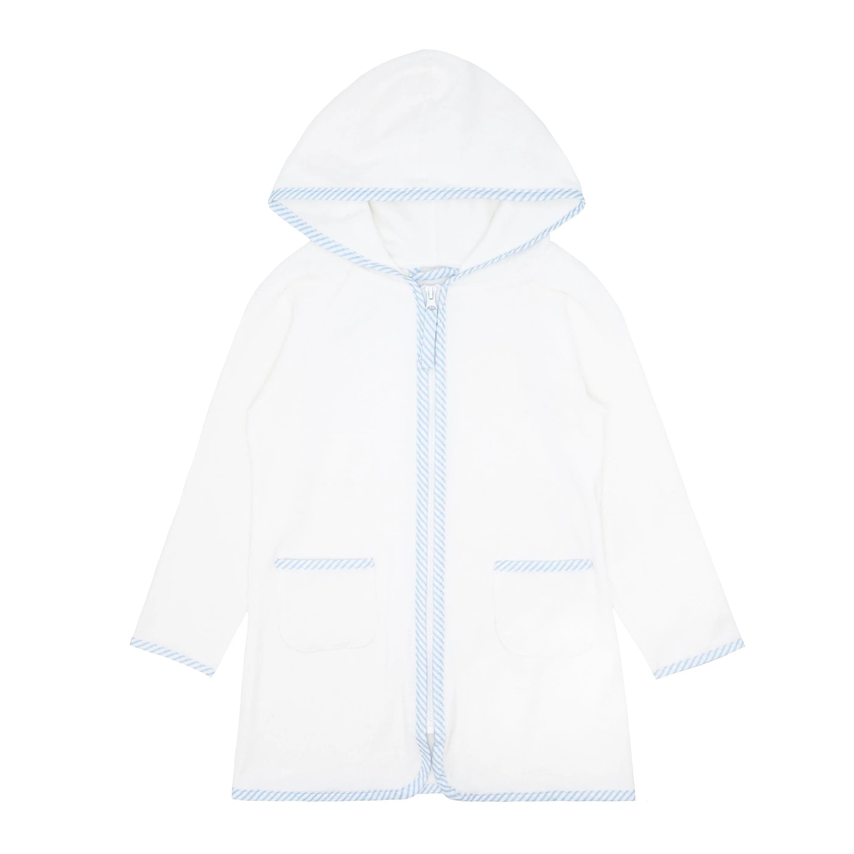 unisex white french terry hooded zipper coverup | minnow