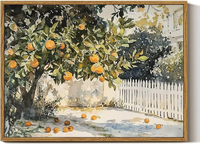 InSimSea Framed Canvas Wall Art Vintage Decor, Orange Trees Art Room Decor Aesthetic, Classic Rus... | Amazon (US)