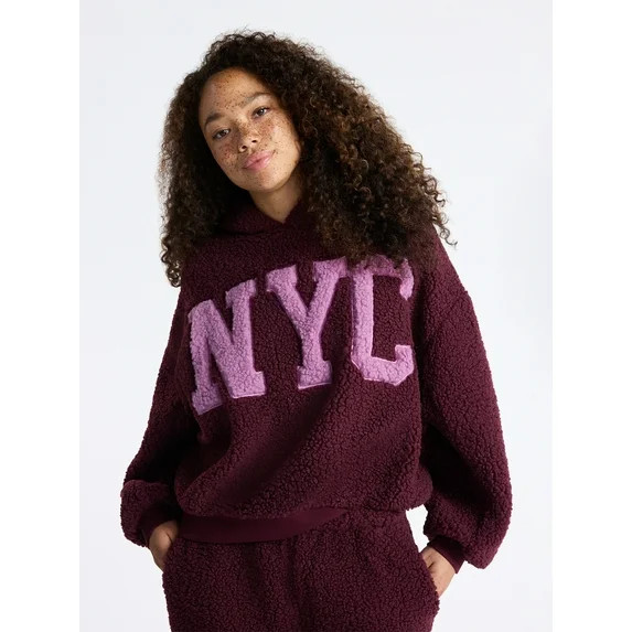 No Boundaries Embroidered Plush Pullover Hoodie, Women's | Walmart (US)