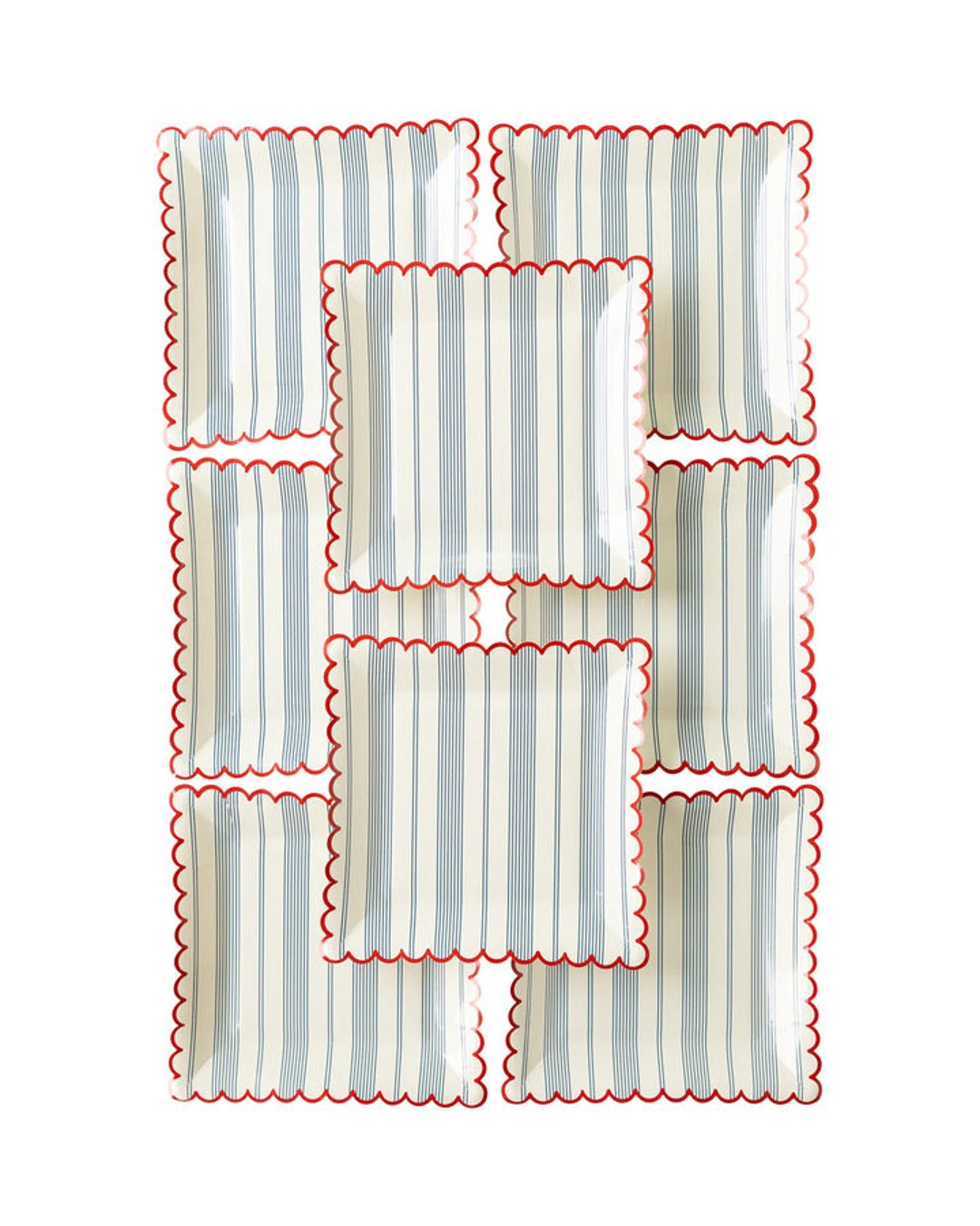 Blue Ticking Striped Paper Plates | Set of 8 Red White and Blue Americana Plates for 4th of July,... | Etsy (US)