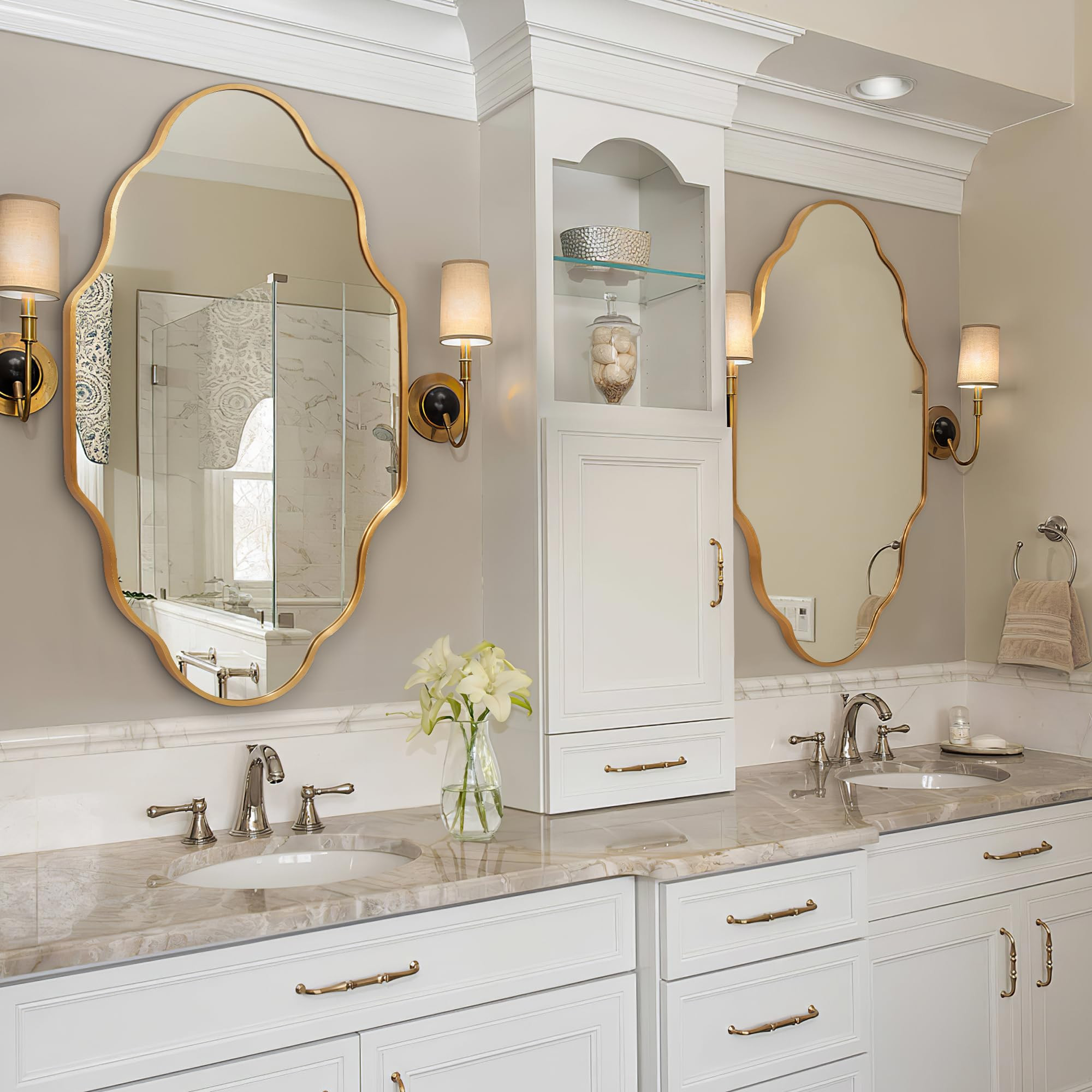 Wall Mirror for Bathroom - Gold Mirror Wall Decor 24" x 36" Single Modern Mirror Wall Decor with ... | Amazon (CA)