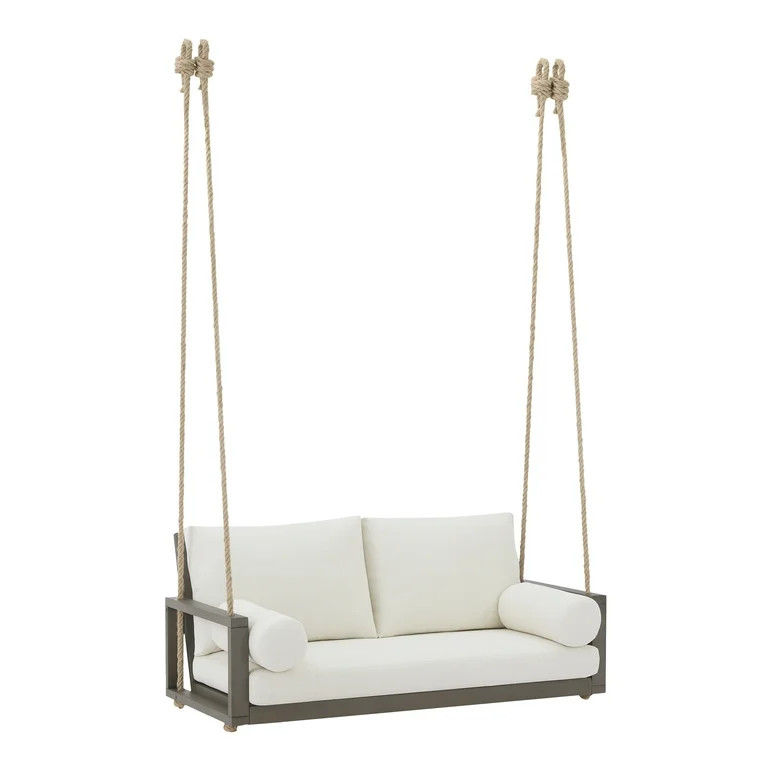Mainstays Hanging Outdoor Patio Acacia Wood Porch Swing With Gray Frame | Walmart (US)