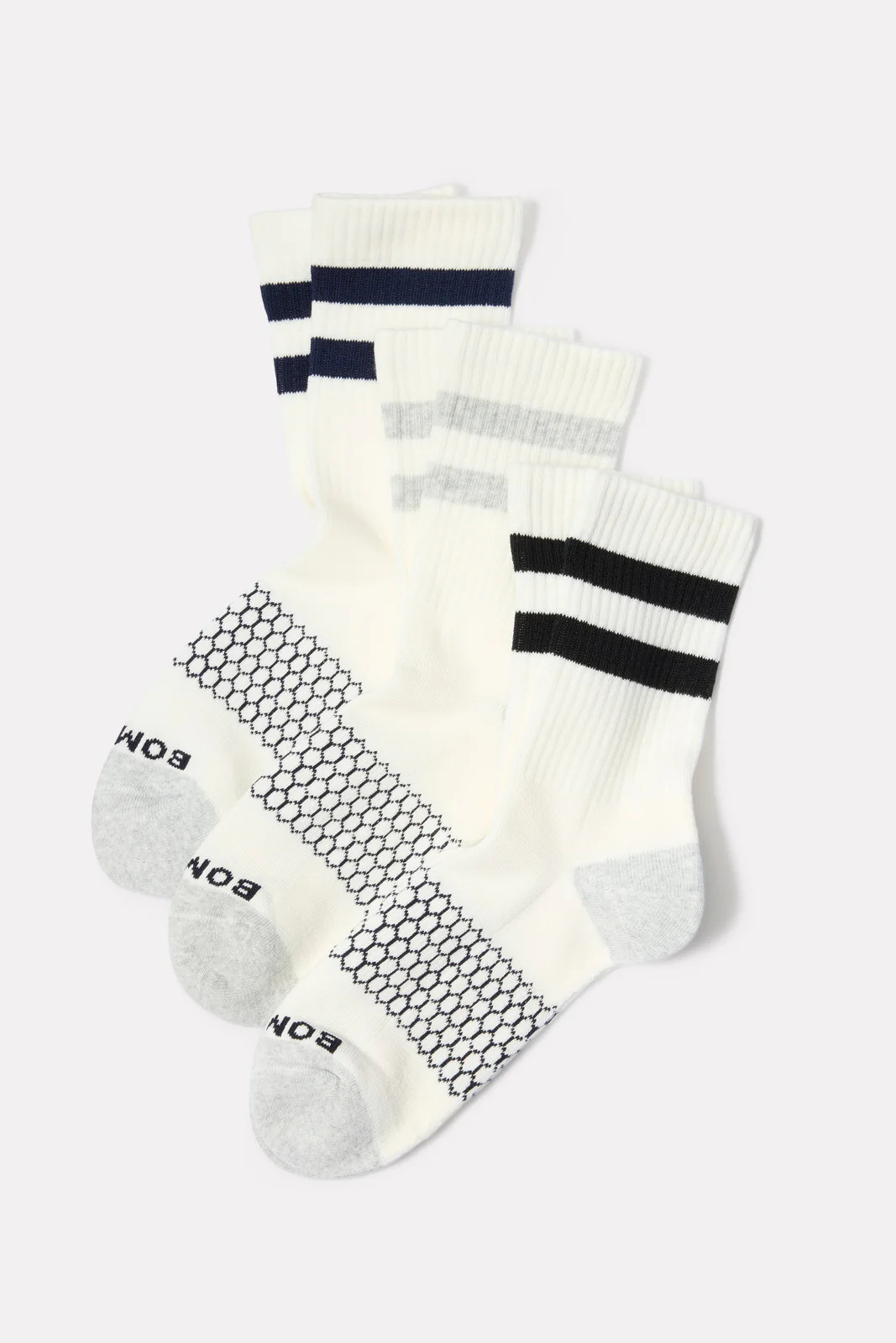 BOMBAS Women's Vintage Stripe Half Calf Socks Pack, Size Medium, White | Evereve