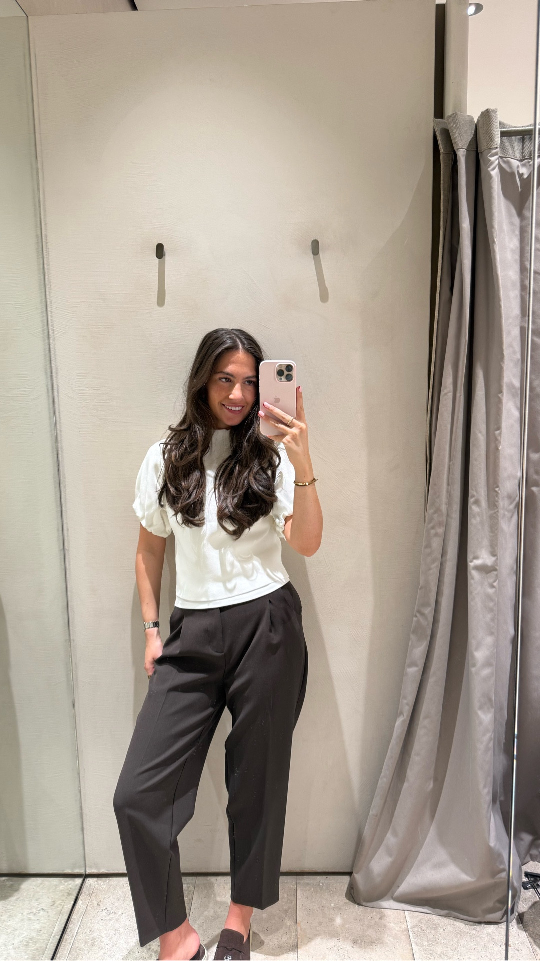 Chic spring workwear - puff sleeve top - brown trousers - loafers 

#LTKstyletip #LTKworkwear #LTKSeasonal