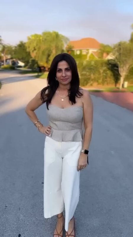 I love linen and strapless tops for this season . Top is a 6 , pants 25 waist . 

#LTKVideo #LTKover40 #LTKstyletip