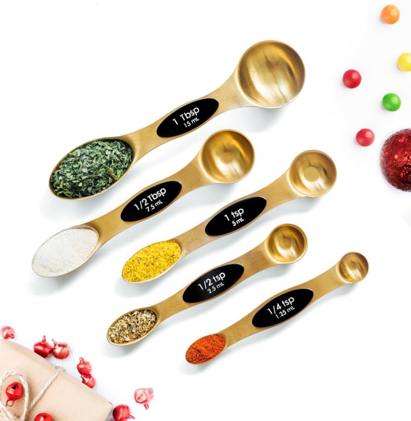 Magnetic Measuring Spoons Set - Stainless Steel Measuring Spoons - Magnetic Measuring Spoon Set, Gol | Amazon (US)