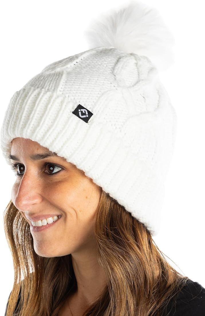 Funky Junque Beanies Women Winter Hats Oversized Slouchy Warm Cable Knit Pom Pom Crochet Fleece L... | Amazon (US)