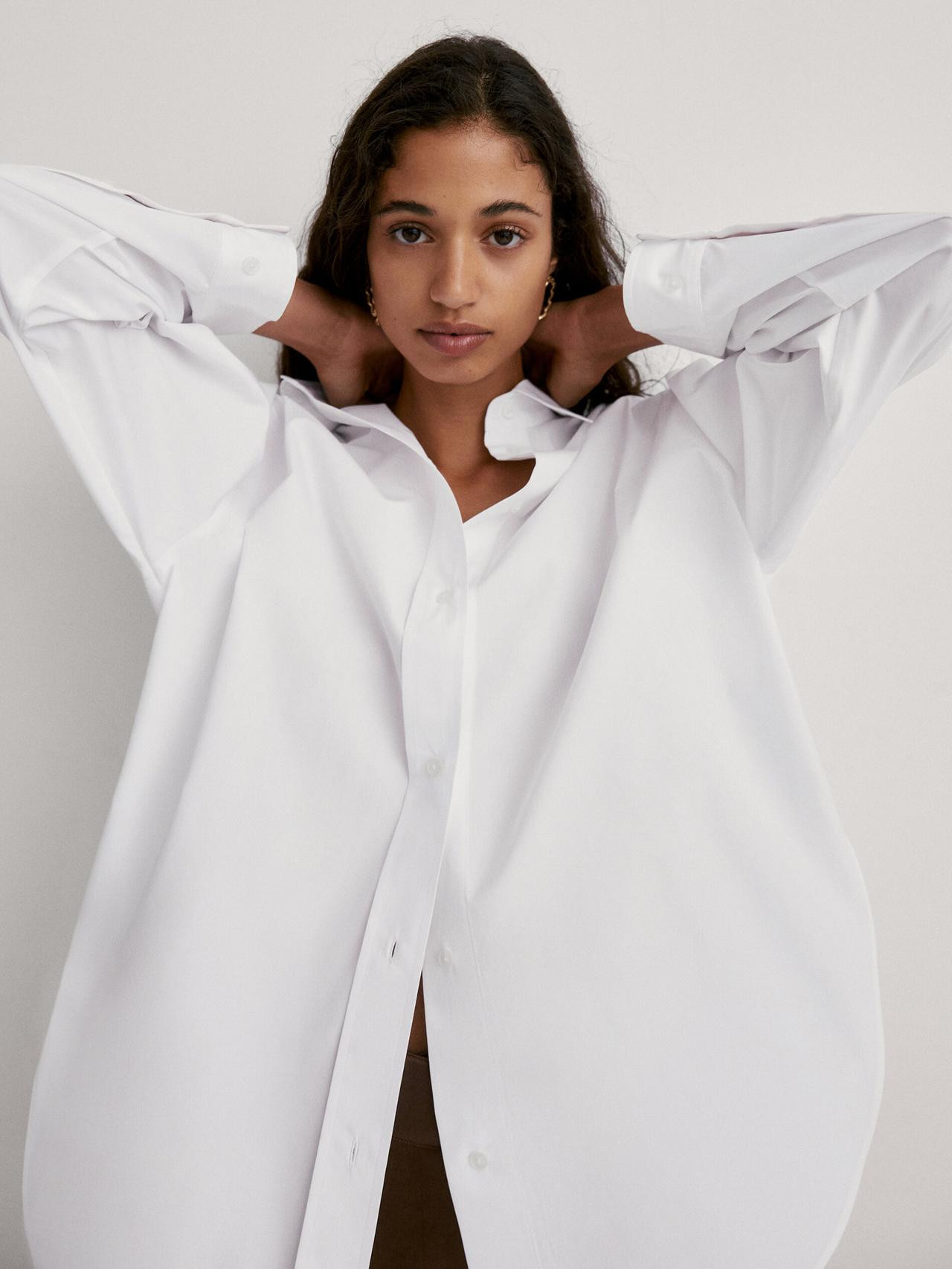 Poplin shirt with pleated back | Massimo Dutti US