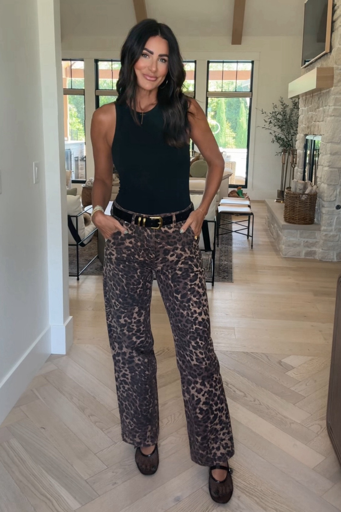 Leopard pants | trendy outfit | fall fashion 
27L denim | medium bodysuit | flats tts 

#LTKFindsUnder50 #LTKFindsUnder100 #LTKStyleTip