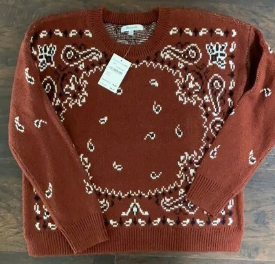 NWT Madewell Burnished Mahogany Bandana Paisley Print Crop Pullover Sweater XS  | eBay | eBay US