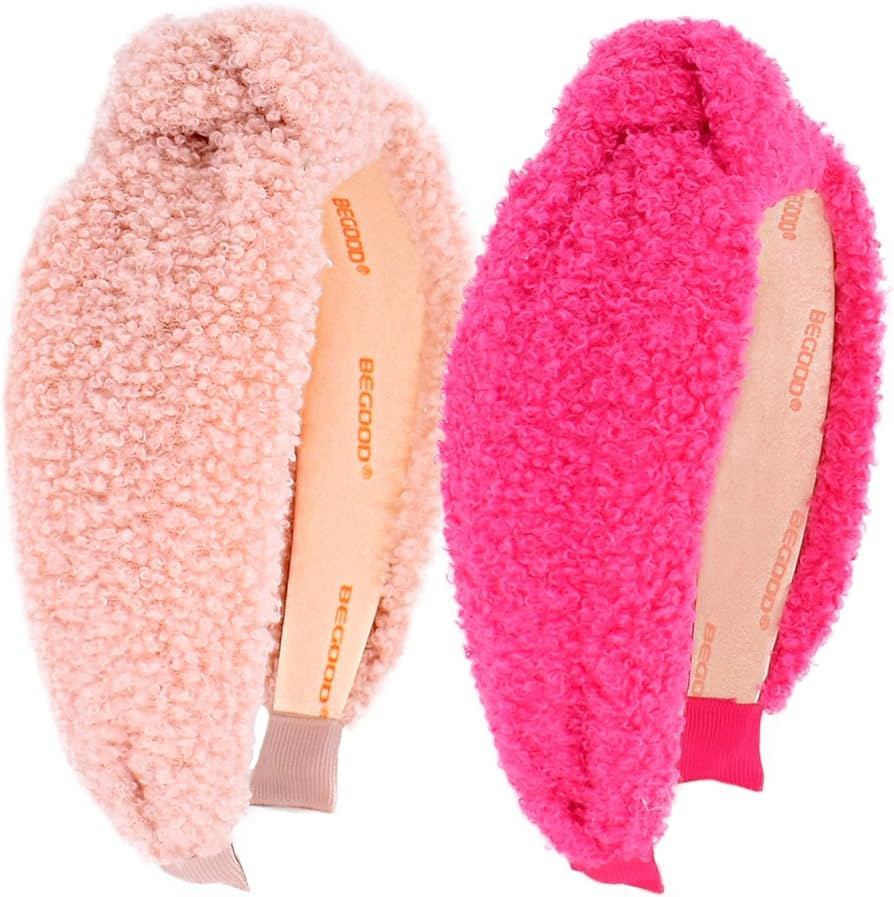 BEGOOD Fluffy Knotted Wide Headband - Fashion Pink Hairbands, Turband Head Band Hair Accessories ... | Amazon (US)