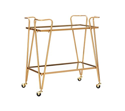Linon Gina Mid-Century Bar Cart, Gold | Amazon (US)