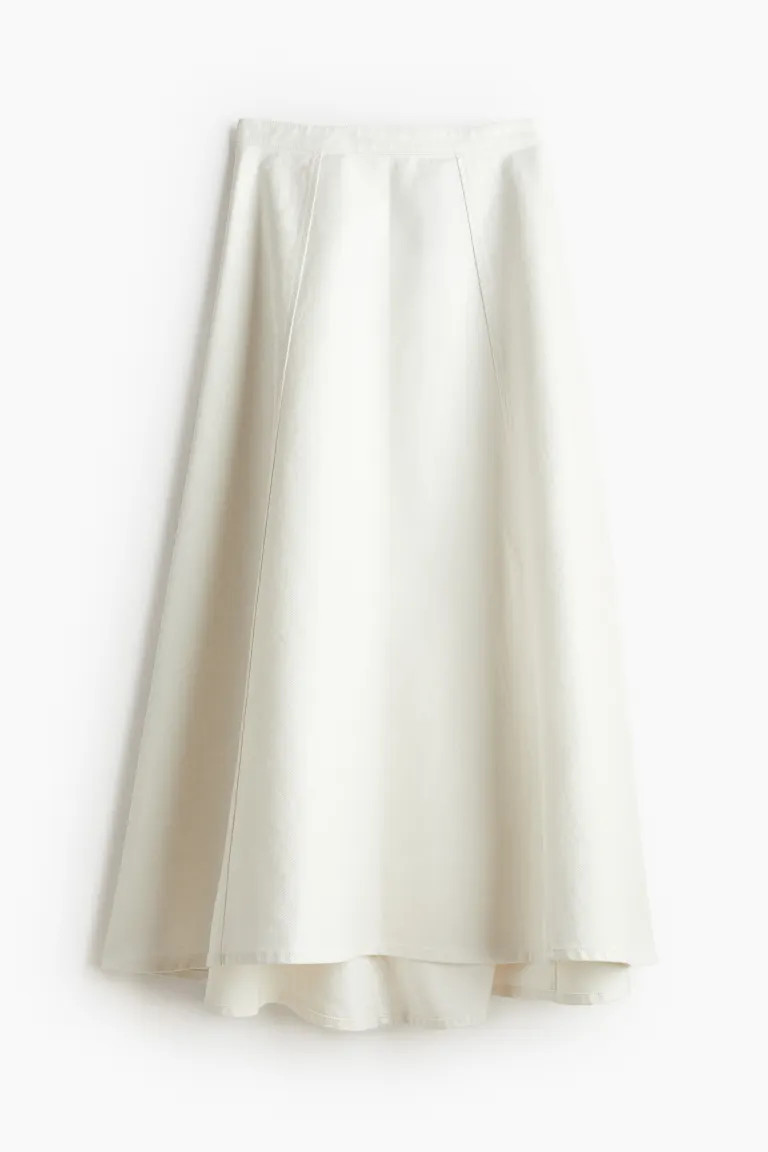 Falda denim de corte evasé - Blanco - MUJER | H&M ES | H&M (FR, IT, ES, PT, BE)