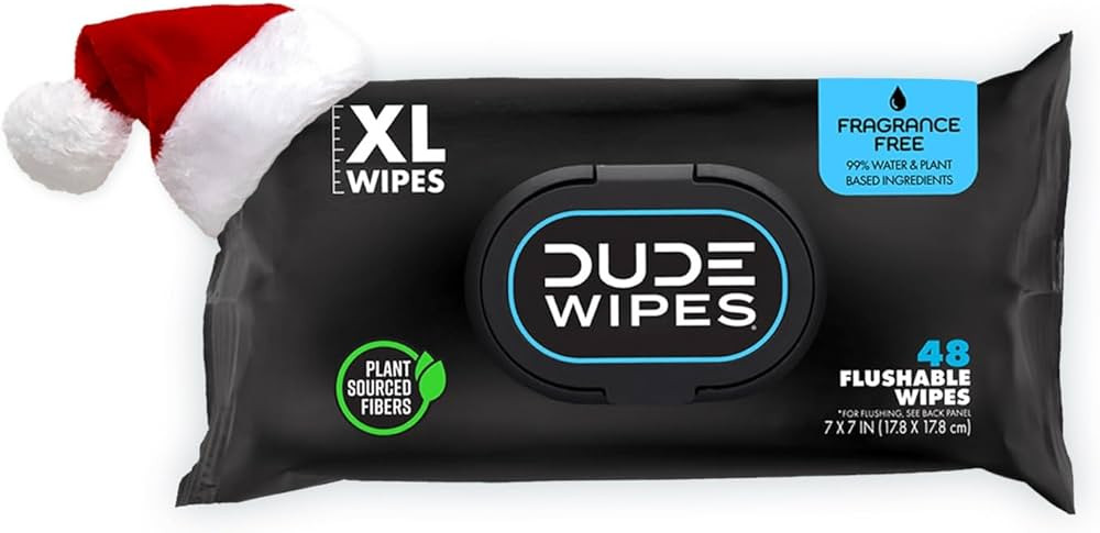 DUDE Wipes - Flushable Wipes Stocking Stuffers - 1 Pack, 48 Wipes - Unscented Extra-Large Adult W... | Amazon (US)
