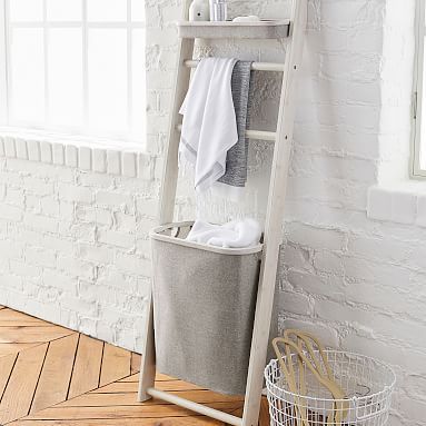 Wall Leaning Storage Rack With Hamper | Pottery Barn Teen | Pottery Barn Teen