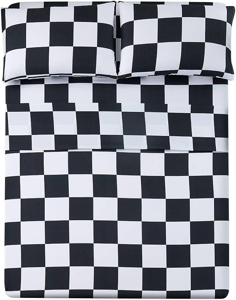 Bed Sheet Set 4 Piece -Full Size-Soft Durable Microfiber Bedding Sheet Set,Deep Pocket,Stain,Fade... | Amazon (US)