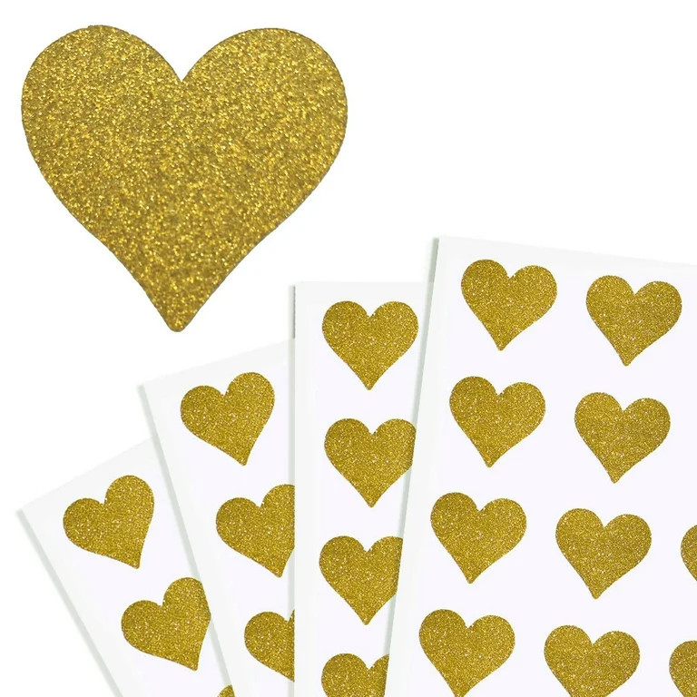 Royal Green Wedding Heart Stickers in Gold Glitter Envelope Seals for Invitations, Favors, Arts a... | Walmart (US)