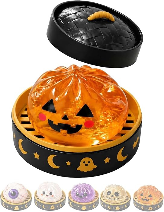 Halloween Spooky Ghost Dumpling,Colorful Dumplings Stress Balls with Food Steamer (Orange) | Amazon (US)
