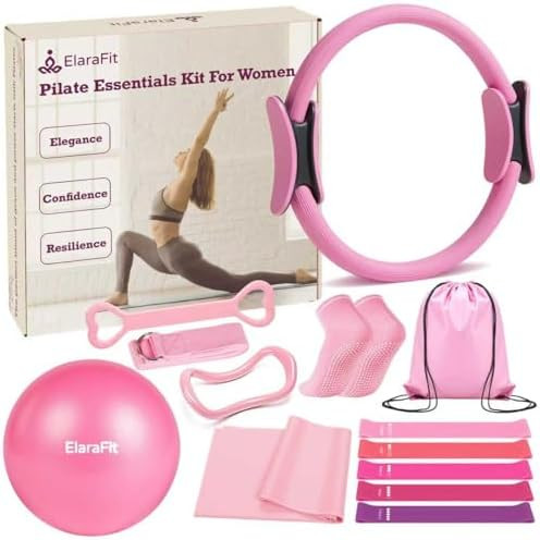 Home Pilates Kit for Women Pilates Equipment Ring and Ball Set Magic Circle Hoop with 5 Resistanc... | Amazon (US)