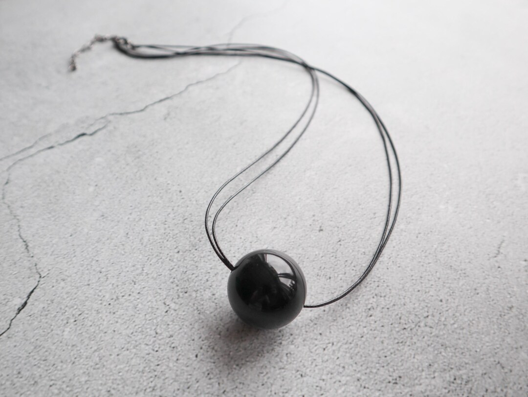 Long Black Necklace - Large Bubble Pendant - Modern Minimalist Style – Everyday Accessories - E... | Etsy (US)