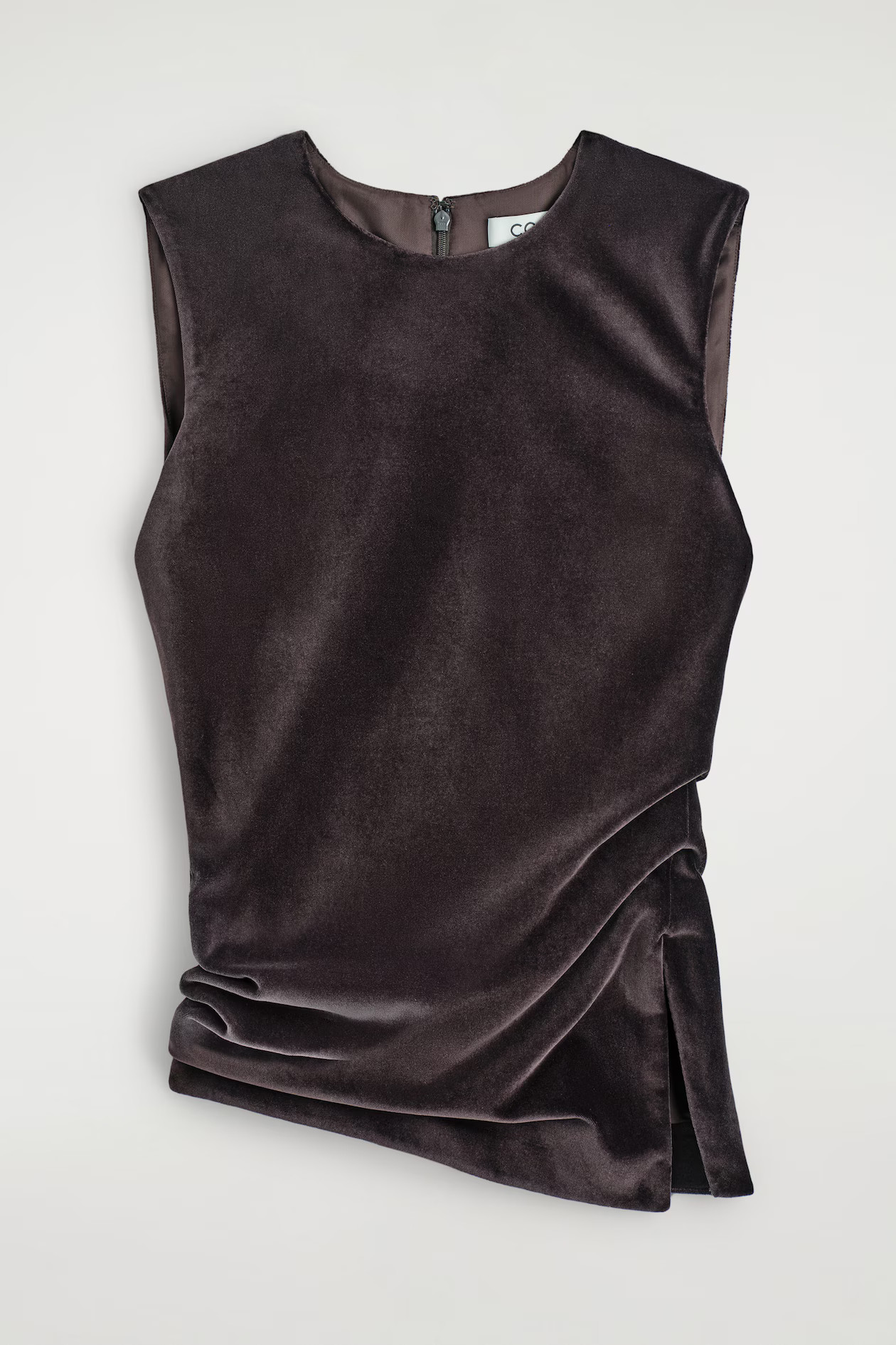 ASYMMETRIC VELVET TOP - DARK BROWN | COS GB | COS UK