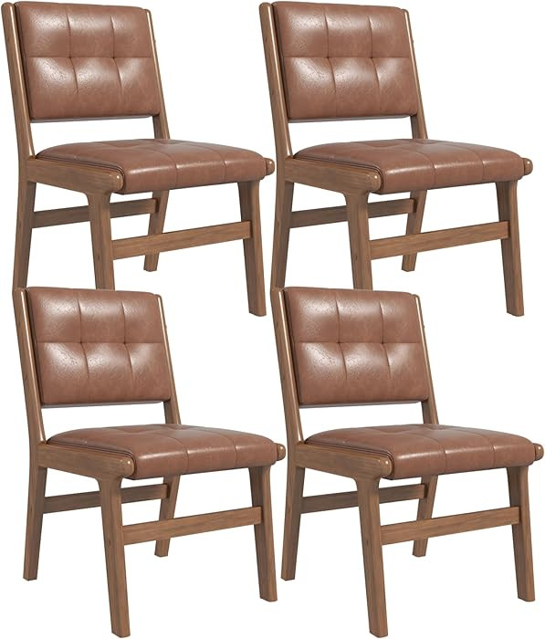 civama Faux Leather Dining Chairs Set of 4, Dining Room Armless Kitchen Chairs with Comfy Back, S... | Amazon (US)