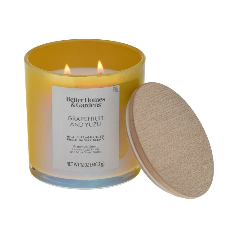 Better Homes & Gardens Grapefruit & Yuzu Scented 2-Wick 12oz Iridescent Jar Candle | Walmart (US)