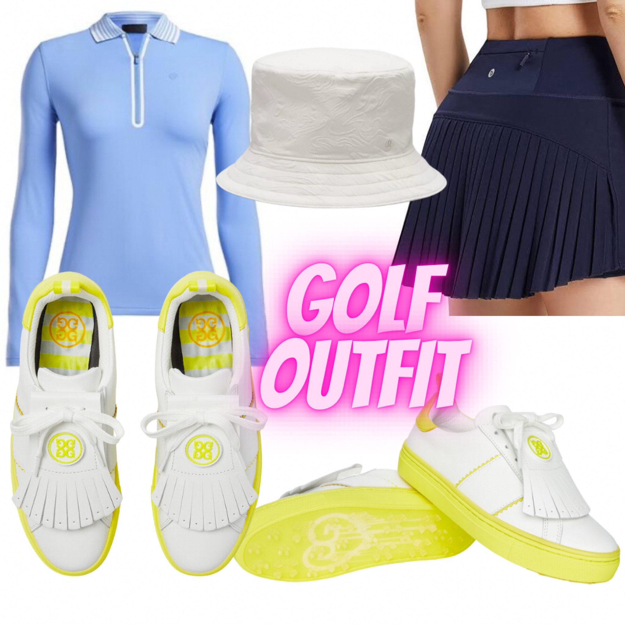 Golf outfit! Sun protection but cute for summer. Love the kiltie golf shoes and this color adds fun to any outfit 

#LTKstyletip #LTKunder100 #LTKshoecrush