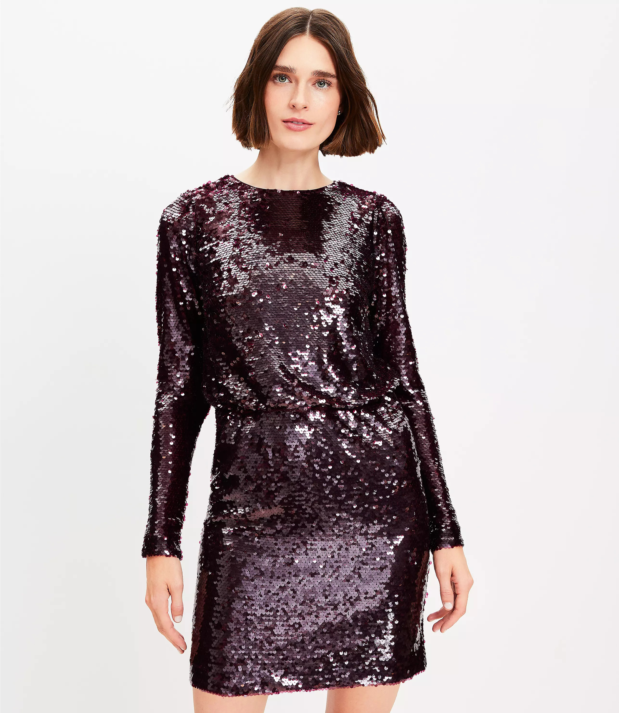 Petite Sequin Long Sleeve Mini Dress | LOFT