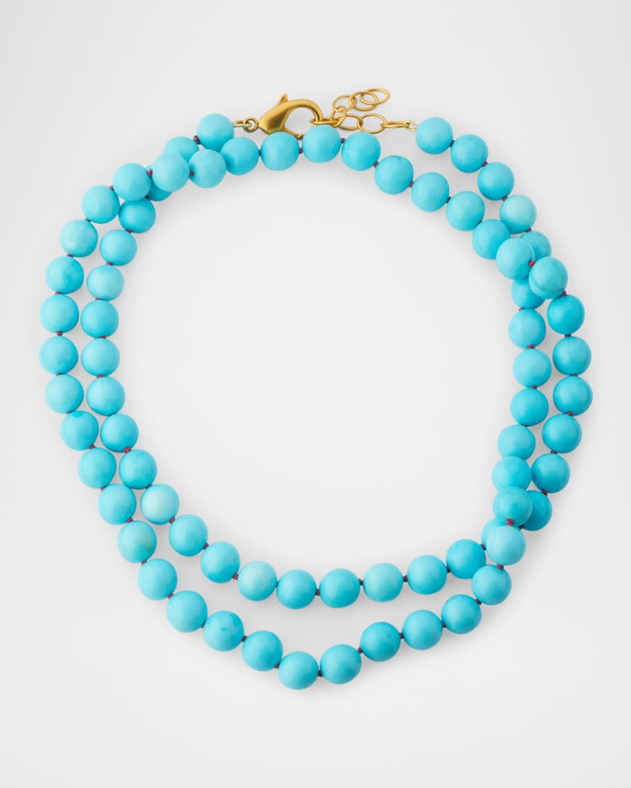 Dina Mackney Hand-Knotted Turquoise Howlite Bead Necklace, 36"L | Neiman Marcus